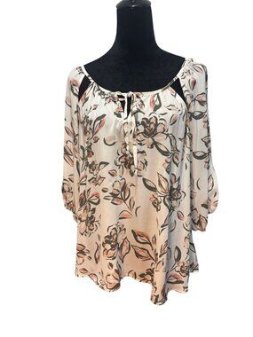Liberty Love Floral Cold Shoulder Blouse Plus Size 1XL Cottagecore Boho Top